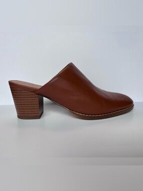 J. Crew Factory Women’s Brown Vegan Leather Block Heel Mules Size 8.5